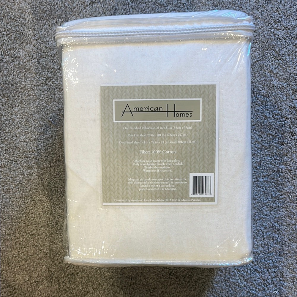 Cream Twin Flannel Sheet Set - Picture 2 of 3